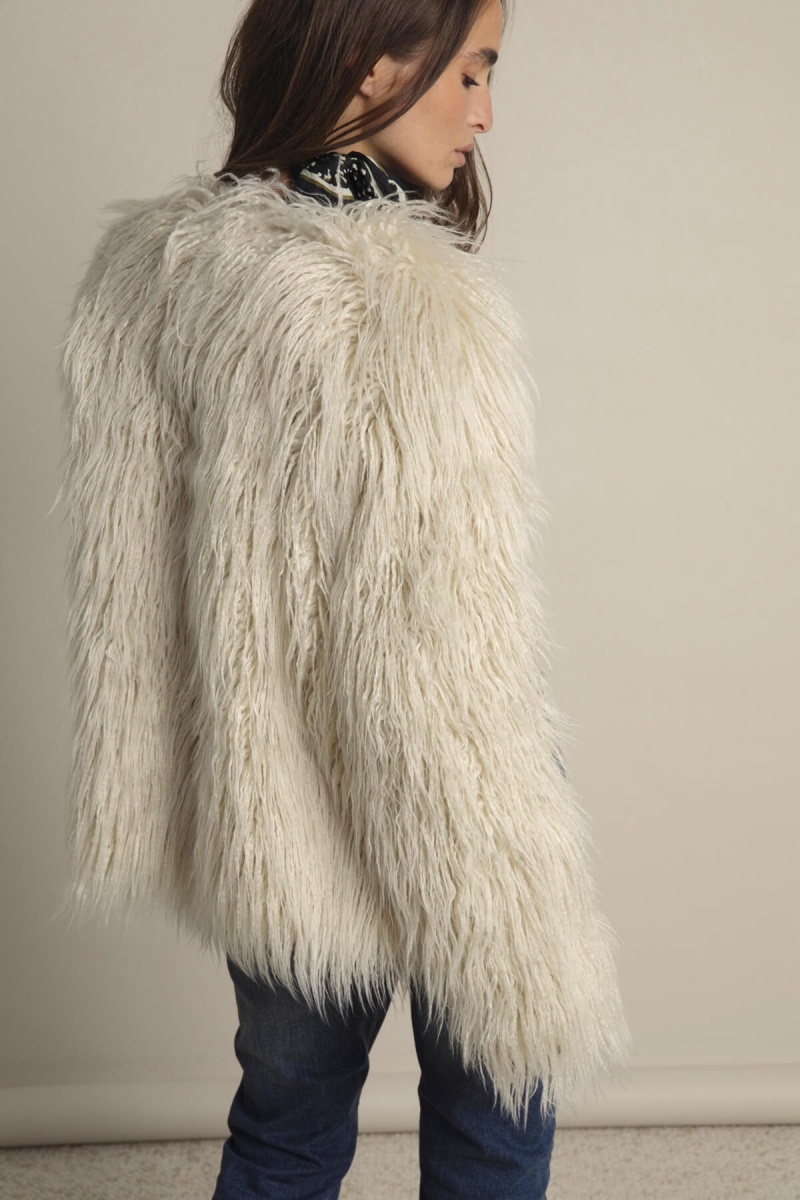 next white fur coat